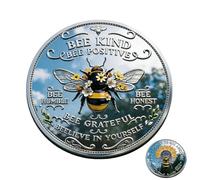 Bee Kind Positivity Commemorative Coin, Double-Sided Inspirational Bee Token, Sunflower & Laurel Design, Unique Encouragement Gift for Women, Men & Friends for Daily Positivity (1PC)