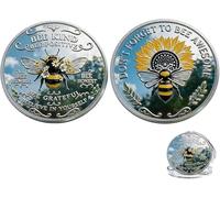 Bee Kind Positivity Commemorative Coin,Double-Sided Inspirational Bee Token with Kindness & Gratitude Message,Bee Kind Bee Happy Challenge Coin,Unique Encouragement Gift for Women,Men,Friends (1 Pcs)