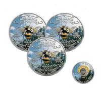 Bee Kind Positivity Commemorative Coin,Double-Sided Inspirational Bee Token with Kindness & Gratitude Message,Sunflower & Laurel Design,Bee Kind Coin,Unique Encouragement Gift for Women Men (3 pcs)