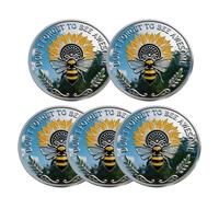 Bee Kind Positivity Commemorative Coin, Double-Sided Inspirationalbee Challenge Coin, Bee Happy Motivation Collectible Token, Appreciation Gift for Bees Lover Friends Family (Bee, 5Pcs)