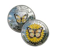 Bee Kind Positivity Commemorative Coin, Double-Sided Inspirationalbee Challenge Coin, Bee Happy Motivation Collectible Token, Appreciation Gift for Bees Lover Friends Family (Butterfly, 1Pc)