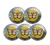 Bee Kind Positivity Commemorative Coin, Double-Sided Inspirationalbee Challenge Coin, Bee Happy Motivation Collectible Token, Appreciation Gift for Bees Lover Friends Family (Butterfly, 5Pcs)