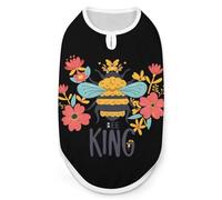 Bee King Cute Dog Shirts Sleeveless T-Shirt Pet Tank Top Soft Summer Vests Clothes for Dogs And Cat XL