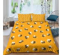 Bee King Duvet Cover Set 3D Print Cartoon Patterns Bedding Double Bed Set Ultra Soft Microfiber Quilt Cover 230x220 cm with 2 Pillowcases 50x75 cm with Zipper for Bedroom C-3415