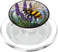 Bee Lavender Floral Round Artwork PopSockets PopGrip for MagSafe