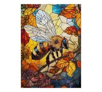 Bee Leaf Glass 1000 Piece Mini Jigsaw Puzzle For Adults Gift Idea | 38x26cm Cardboard Puzzle Lovers Family Bonding Puzzle Game Birthday Gift Home Decor