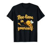 Bee-lieve in Yourself Bumblebee Pun Graphic T-Shirt