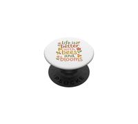 Bee Life Is Better With Bees And Blooms cozy Retro Humor PopSockets Adhesive PopGrip