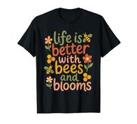 Bee Life is Better with Bees and Blooms Cozy Retro Humor Value Graphic T-Shirt
