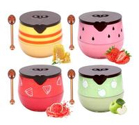 Bee Lip Balm Honey Pot, 12 Flavors Bee Lip mask Set, Lips Sleeping Mask, Moisturizing, Hydrating & Prevention Dry and Cracked Lip Scrubs Exfoliator (4PCS)