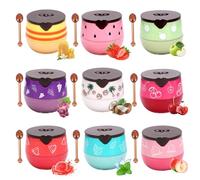 Bee Lip Balm Honey Pot, 12 Flavors Bee Lip mask Set, Lips Sleeping Mask, Moisturizing, Hydrating & Prevention Dry and Cracked Lip Scrubs Exfoliator (9PCS)