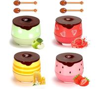 Bee Lip Balm Honey Pot,4pcs Bee Lip Mask Moisturizing Overnight,Hydrating Reduce Lip Lines, Stocking Stuffers for Women,Propolis Prevention Dry Cracked Lip Scrubs Plumping Exfoliator