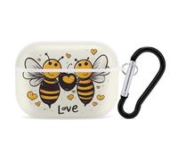 Bee Love Honey AirPods Pro 2 Case Cover, Shockproof Hard Shell Protective Case for Women Men, Compatible with Airpod Pro Case 2nd/1st Generation with Keychain-White
