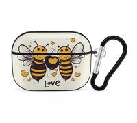 Bee Love Honey AirPods Pro 2 Case Cover, Shockproof Hard Shell Protective Case for Women Men, Compatible with Airpod Pro Case 2nd/1st Generation with Keychain-Black