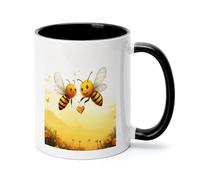 Bee Love Honey Ceramic Coffee Mug with Handle 11 Ounces, Porcelain Mug Coffee Cup Tea Mug Water Cup Ideal for Coffee,Tea,Latte,Cappuccino,Microwave & Dishwasher Safe Unique Gift Cup