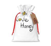 Bee Love Honey Christmas Drawstring Sack Gift Bag, Lightweight And Cute In Design