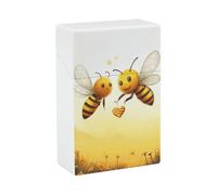 Bee Love Honey Cigarette Case for Regular King Size 85mm 20 Capacity Push to Open Hard Shell Cigarette Box Portable & Waterproof Cigarettes Case for Men Women Pocket Cigarettes Holder, Cig Accessories