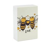 Bee Love Honey Cigarette Case - Waterproof & Crush Proof Cigarette Holder Case for 20 King Size Cigarettes, Portable Pocket Size Travel Box for Men & Women