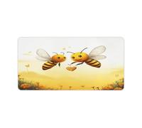 Bee Love Honey Desk Pad Large Washable Desk Mat Non-Slip Rubber Base Smooth Surface Mouse Pads Generic Keyboard Pad Portable Desk Protector for Laptop Computer Mat