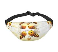Bee Love Honey Fanny Pack for Men Women Belt Bag Fashion Waist Bag Everywhere Crossbody Bag Wallet Hip Bum Bag with Adjustable Strap Waterproof Chest Bag for Travel Hiking Sports, Black, One Size