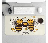 Bee Love Honey Gaming Mouse Pad 12x24 Inch Desk Pad Protector Waterproof Non-Slip Rubber Base Keyboard Mat Extra Large Desktop Mat for Office Home Computer Laptop Table Accessory