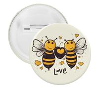 Bee Love Honey Lapel Pins Round Metal Brooch Badge Cute Tie Tack Pin for Hats, Clothing, Bags Unique Fashion Accessories Gift for Men & Women, 1Pcs, tinplate, no gemstone