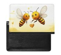 Bee Love Honey Passport Holder Cover Passport Cover Protector Essentials with Credit Card Slots Slim Travel Wallet Covers Documents Organizer Protector for Man&Women