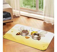 Bee Love Honey Pet Feeding Mat 40x60cm, Absorbent Dog Mat for Food and Water Bowl, PU Leather Cat Food Mat Waterproof Dog Bowl Mats Quick Dry Pet Placemats-No Stains