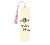 Bee Love Honey Print Wooden Bookmark Cute Bookmarks,with Tassels Bookmarks 5 Pieces Bookish Gifts