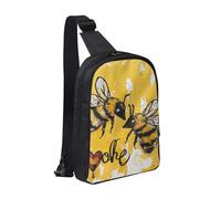 Bee Love Honey Printed Chest Bag Sling Bag for Men Women, Waterproof Crossbody Backpack Men Bag for Runner Workout Hiking Cycling Travel
