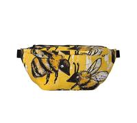 Bee Love Honey Printed Fanny Pack Waist Bag for Men Women, Adjustable Bumbags Hip Bum Bag Travel Crossbody Bags Sports Running Hiking Belt Bag