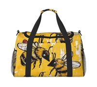 Bee Love Honey Printed Travel Duffle Bag for Men Women Large Sport Gym Bag Handbag with Shoulder Strap for Travel Weekend Fishing Hunting