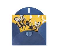 Bee Love Honey Prints Pearl Paper Horizontal Festival Greeting Card for Birthday Cards and All Occasions, Blue
