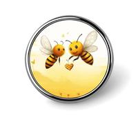 Bee Love Honey Round Badge Personalized Lapel Brooch Lightweight Durable Tinplate Badge for Hat Clothes Backpack Pins Decor, Circular, Aluminum, aluminum alloy