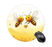 Bee Love Honey Round Mouse Pad, Non-Slip Rubber Base Waterproof Washable, Computer Mouse Mat for Office Gaming Studying, Premium-Textured Durable Portable Circle Mousepad for Desktop PC Notebook