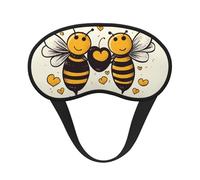 Bee Love Honey Sleep Mask for Side Sleeper Soft Breathable Sleeping Eye Mask Blackout Silk Eye Sleep Shade Cover with Elastic Strap Night Blindfold for Women Men Travel Nap