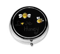 Bee Love Honey This Small, Round, Three-Compartment Travel Pill Box is Perfect for Storing Daily medications, Vitamins, and on-The-go.