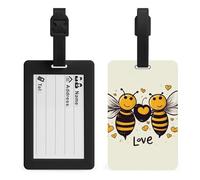 Bee Love Honeys Luggage Tags Suitcases - TPU Travel Bag Tags with Name Id Label and Black Loop - Unique Cute Id Labels for Women Men Suitcase Baggage Bag Backpack Instrument