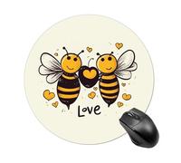 Bee Love Honeys Round Mouse Pad 7.8 Inch - Non-Slip Rubber Base Mouse Mat Portable Ergonomic Desk Mat for Office, Laptop, Travel, Wireless Mice Mats - Waterproof & Durable Design