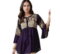 Bee M Pee Designer Rayon Paisley Regular Short Kurti for Women Tunics Latest, Dark Purple, XXL