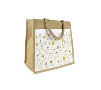 Bee Meadow Jute Shopping Bag Gift - Reusable Shopper Bag with Front Pocket