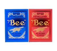 bee Metalluxe Premium Playing Cards Variety Pack - Blue and Red Foil Diamond Back Set of 2 Decks, Poker Size Standard Index