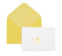 Bee Motif Notecards | Set of 12 Boxed Cards & Envelopes | Gold Foil Embossed Design | Blank Inside | Thank You, Invitations & Everyday Notes | Stationery Gift Set