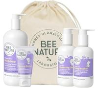 Bee Nature - Gift Bath Set for Newborns and Babies - 3 in 1 Cleansing Water 500ml - Body Lotion 200ml - 2 in 1 Gentle Cleansing Gel 200ml - Honey Diaper Balm 50ml - Reusable BEE NATURE Fabric Bag