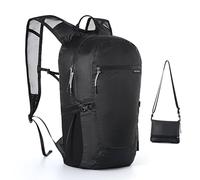Bee Nesting 18L Packable Backpack, 2-in-1 Foldable Crossbody Bag, Ultralight Waterproof Cordura & YKK Zippers for Hiking (Black, 18L)