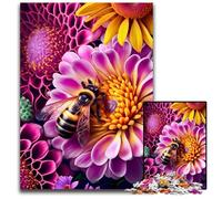 Bee on A Blossom Jigsaw Puzzles 1000 Pieces for Adults Wooden Jigsaw Puzzles for Home Decor & Holiday Fun 50x75CM/19.68x29.52inch