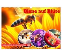 Bee on flower - Fascinating details thanks to artificial intelligence UK-Version (Wall Calendar 2026 DIN A3 Landscape), CALVENDO 12 Month Wall Calendar