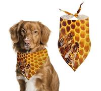 Bee On Honeycomb Dog Bandanas Adjustable Bib Handkerchief Party Pet Decorations Cute Dog Triangle Scarfs for Small Medium Puppy Cat Costume Accessory