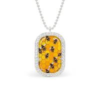 Bee on Honeycomb Funny Pendant Necklace for Women Personalized Fashion Jewelry Diamond Necklaces for Wedding Birthday Gold Silver