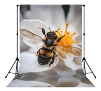 Bee On Honeycomb Print 5×7ft Photo Backdrop, Seamless Background Cloth For Studio And Portrait Photography Wedding Party